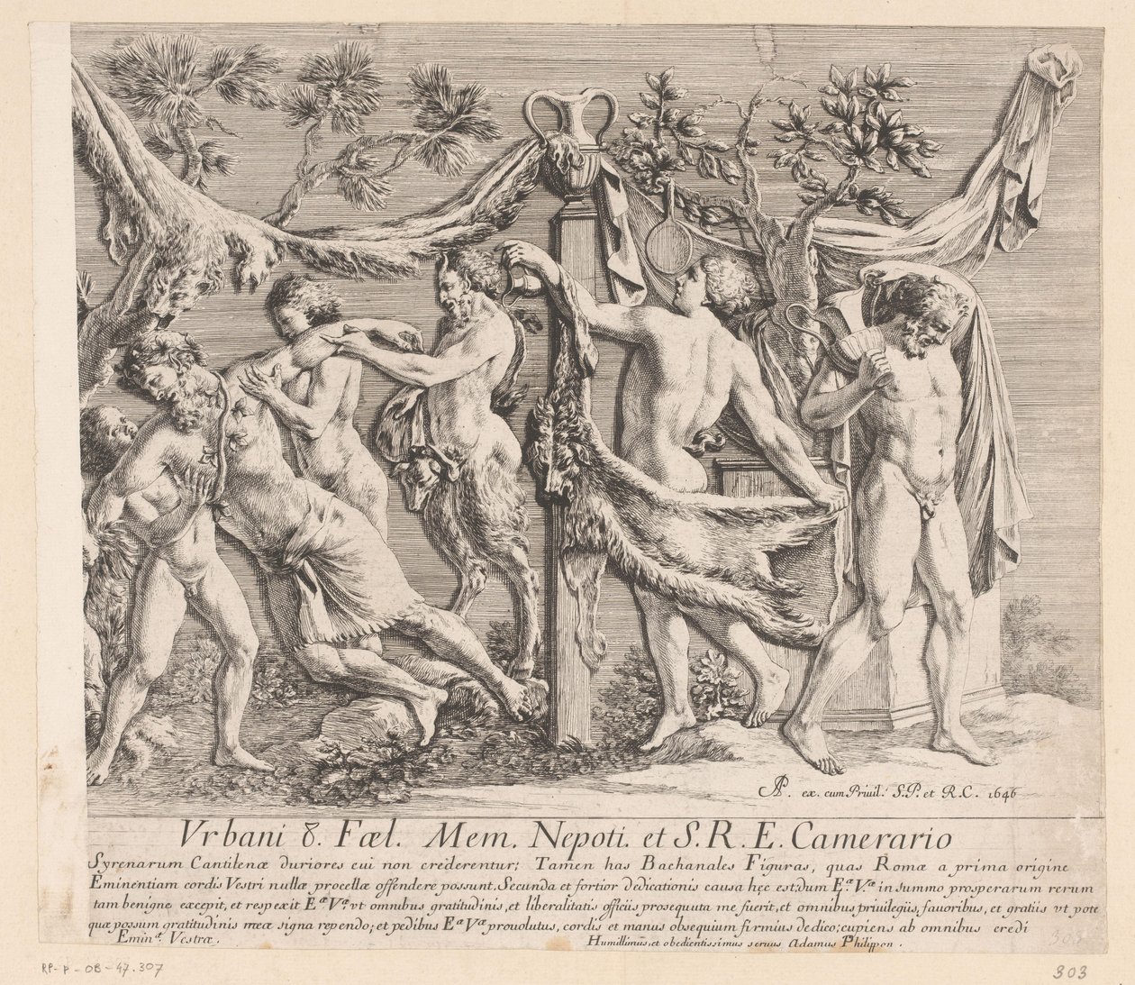 Reliëf van feestende bacchanten door Jean Lepautre