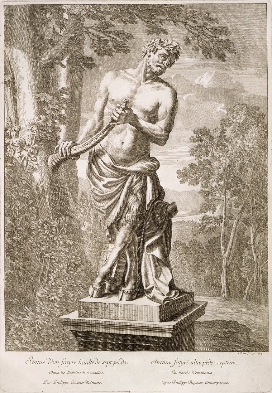Standbeeld van een sater door Philip de Buyster in Versailles, 1675 door Jean Lepautre