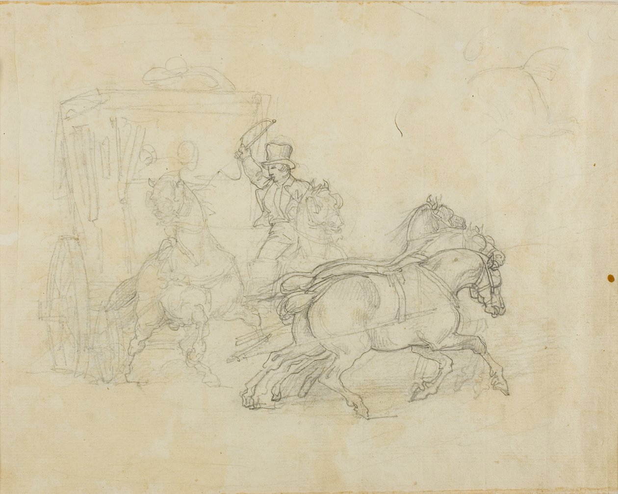 Een postkoets getrokken door vijf paarden door Jean Louis André Théodore Géricault