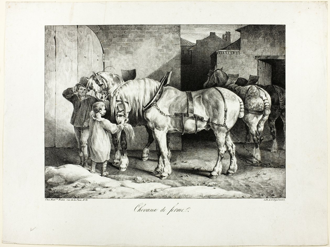 Boerderij Paarden door Jean Louis André Théodore Géricault