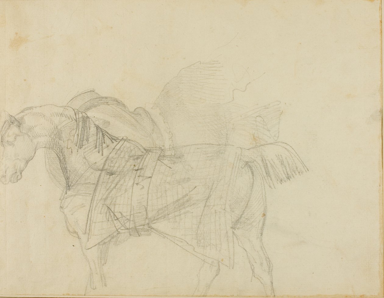 Paard met deken door Jean Louis André Théodore Géricault