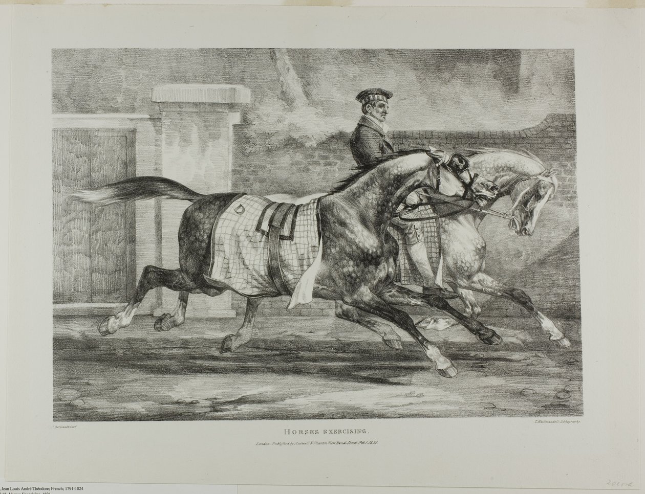 Paarden in beweging, plaat 6 van diverse onderwerpen getekend uit het leven en op steen (De Engelse Suite) door Jean Louis André Théodore Géricault