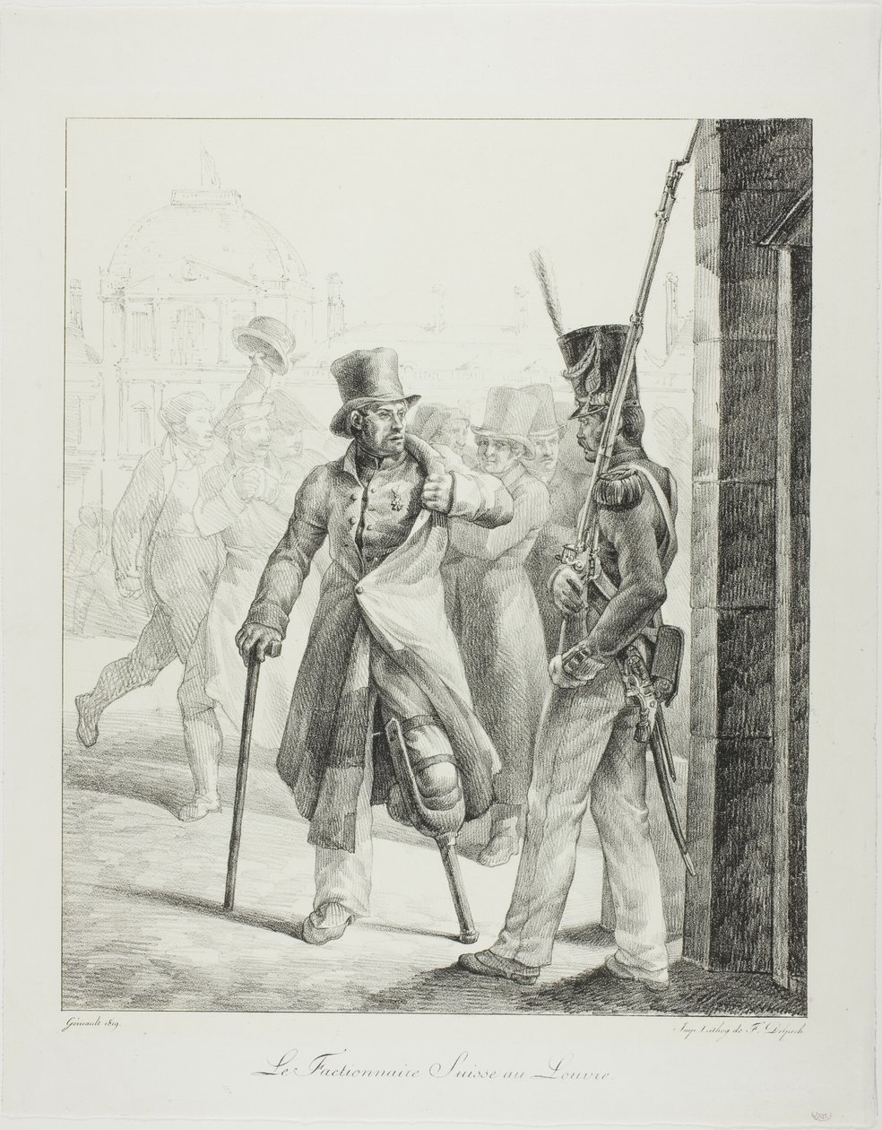 Zwitserse wacht in het Louvre door Jean Louis André Théodore Géricault