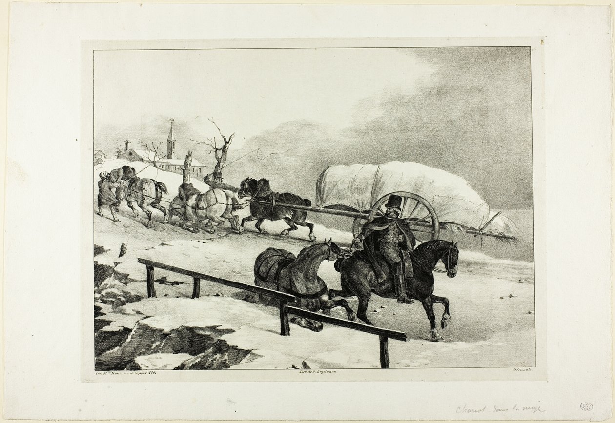 Wagen op een helling door Jean Louis André Théodore Géricault
