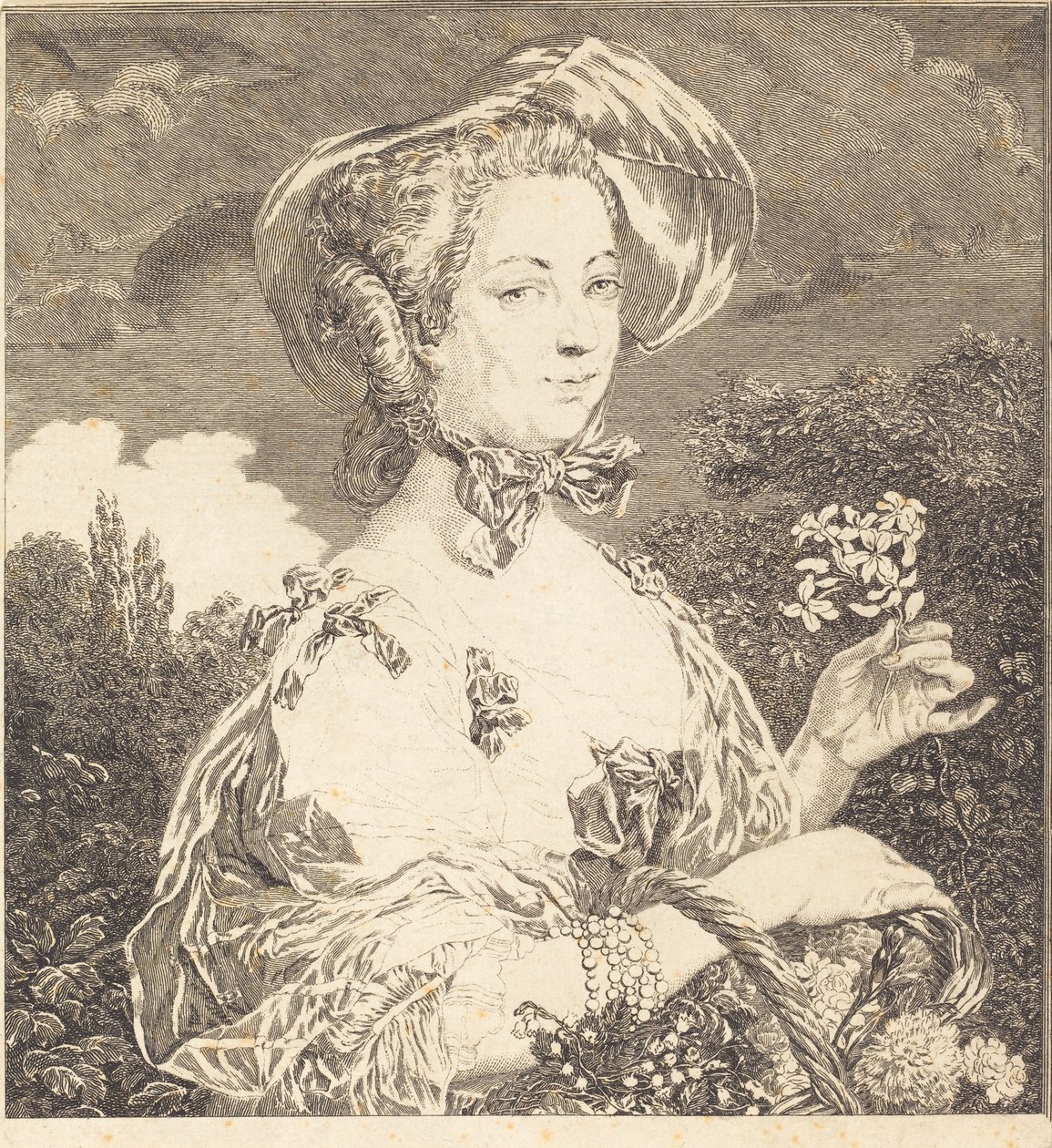 La Marquise de Pompadour en belle jardinière door Jean Louis Anselin
