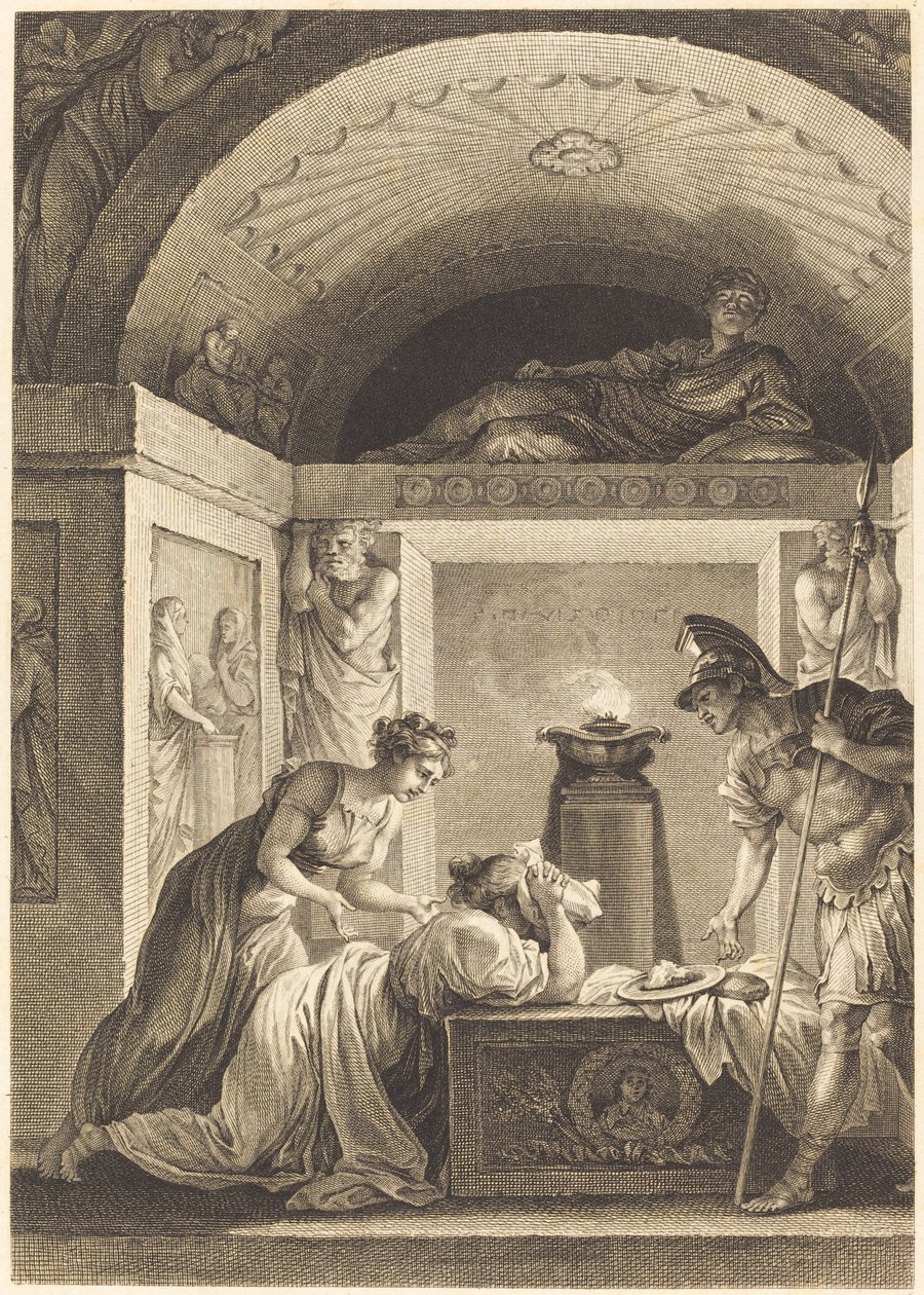 De matrone van Efeze door Jean Louis Delignon and Antoine Jean Duclos after Jean Honoré Fragonard