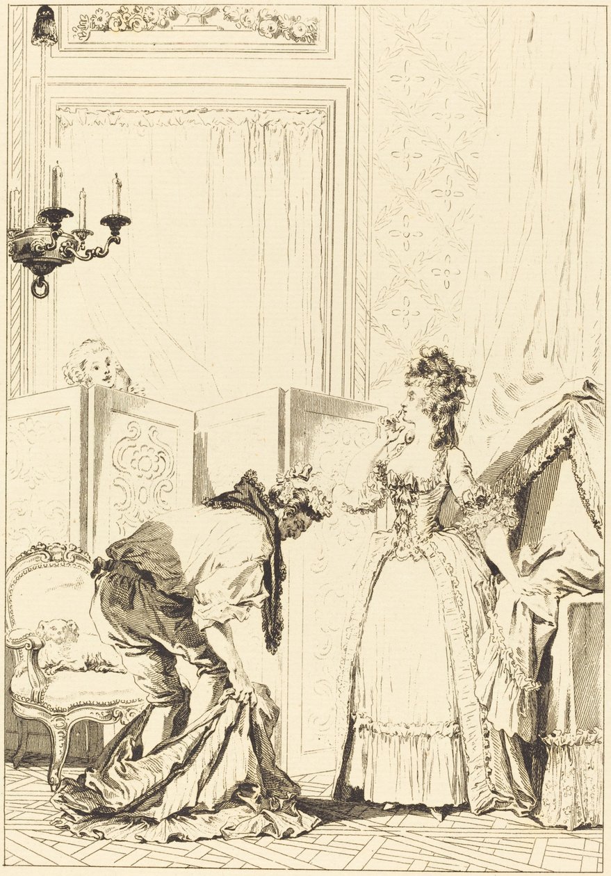 De geslagen en tevreden bedrogen echtgenoot door Jean Louis Delignon and Antoine Jean Duclos after Jean Honoré Fragonard