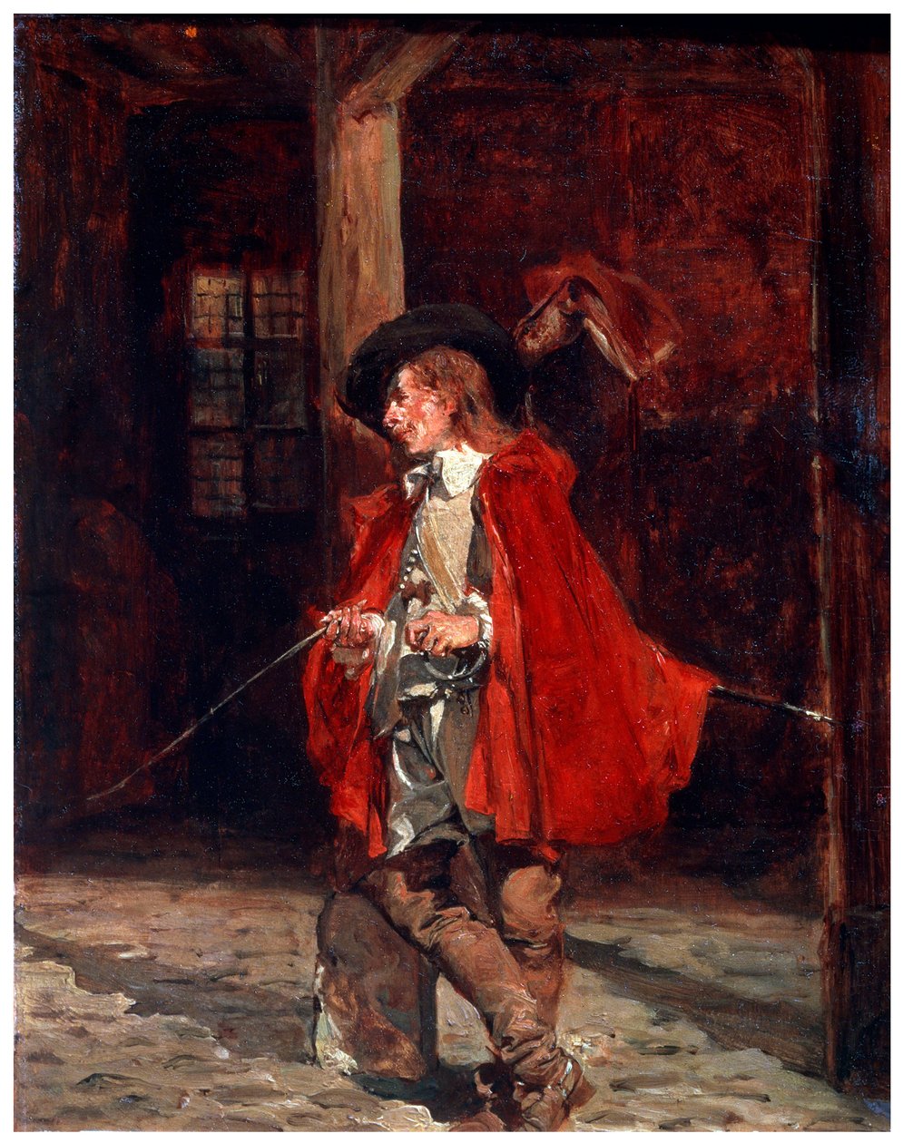 Bretteur Zwaardvechter in een rode mantel door Jean Louis Ernest Meissonier