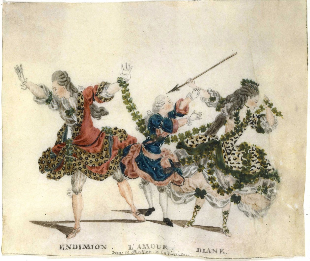 Kostuumontwerp voor het ballet Endymion door Gaetano Vestris, 1773-1778 door Jean Louis Fesch