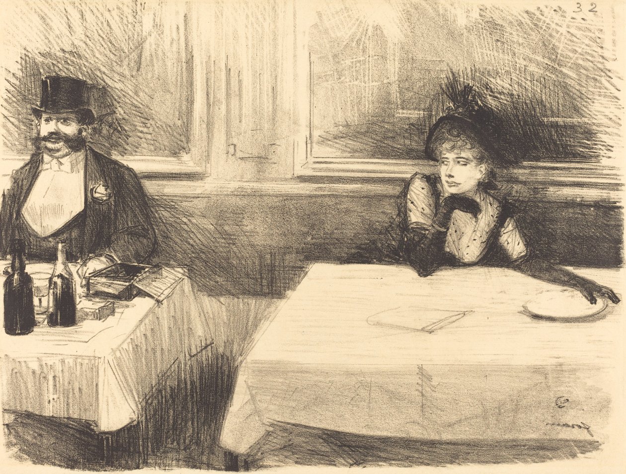 In het restaurant door Jean Louis Forain