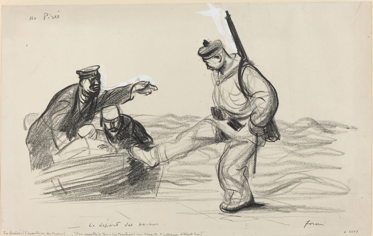 Au Piree. -Het Vertrek van de Boches. door Jean Louis Forain