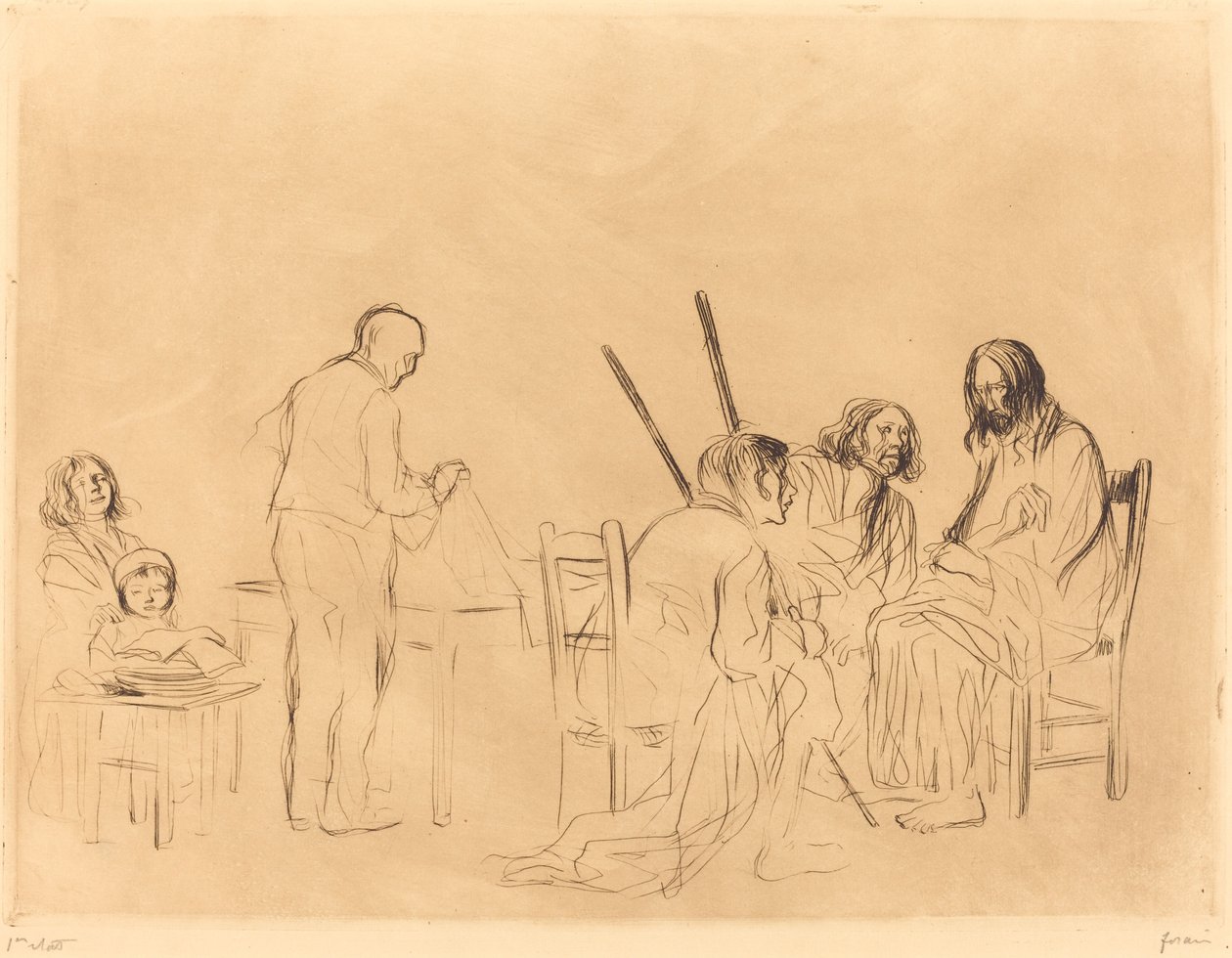 Voor het Avondmaal in Emmaus (eerste plaat) door Jean Louis Forain