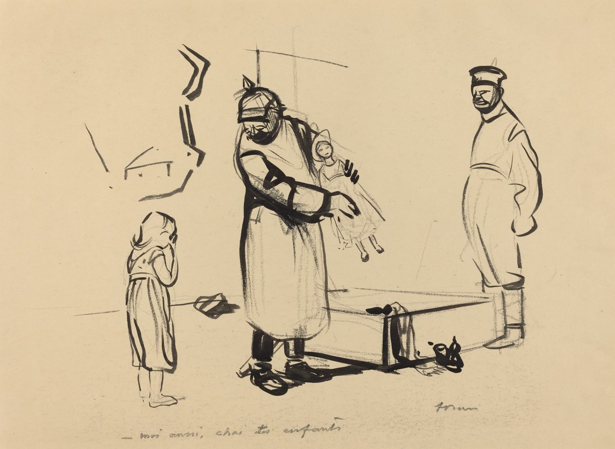 Nach Paris. -moi aussi, chai des enfants, ca. 1914-1919 door Jean Louis Forain