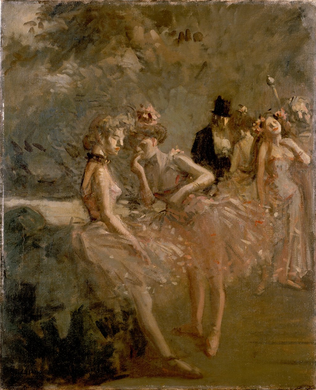 Scène in de coulissen van een theater door Jean Louis Forain