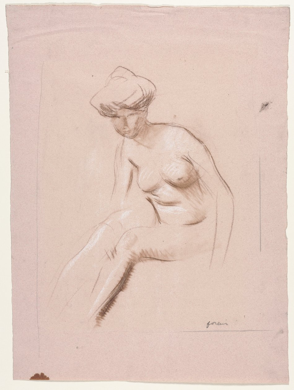 Zittende naakt, vierde kwart 1800s of eerste derde 1900s door Jean Louis Forain