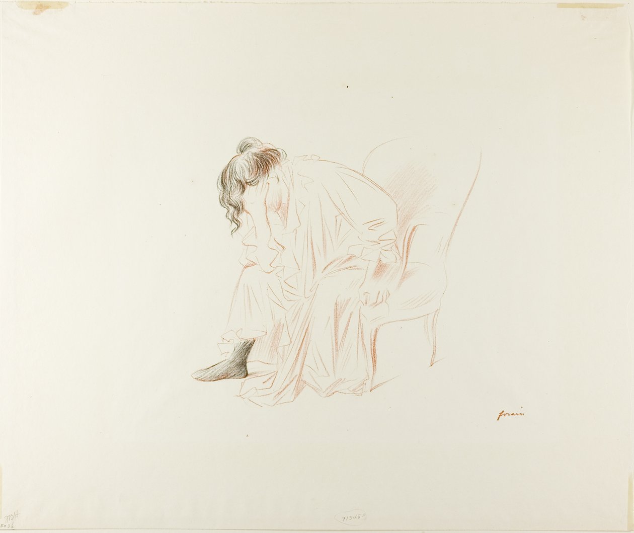 Zittende vrouw, hoofd in rechterhand door Jean Louis Forain