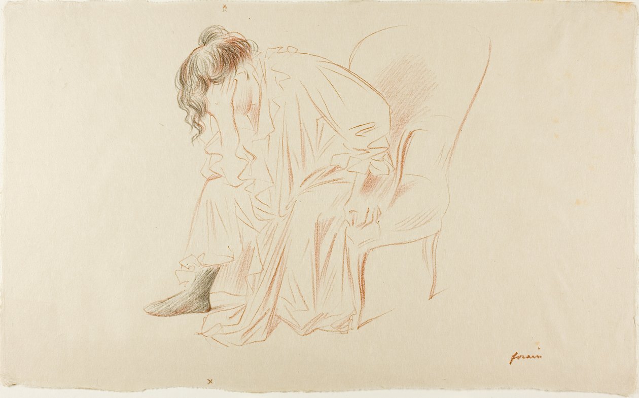 Zittende vrouw, hoofd in rechterhand door Jean Louis Forain