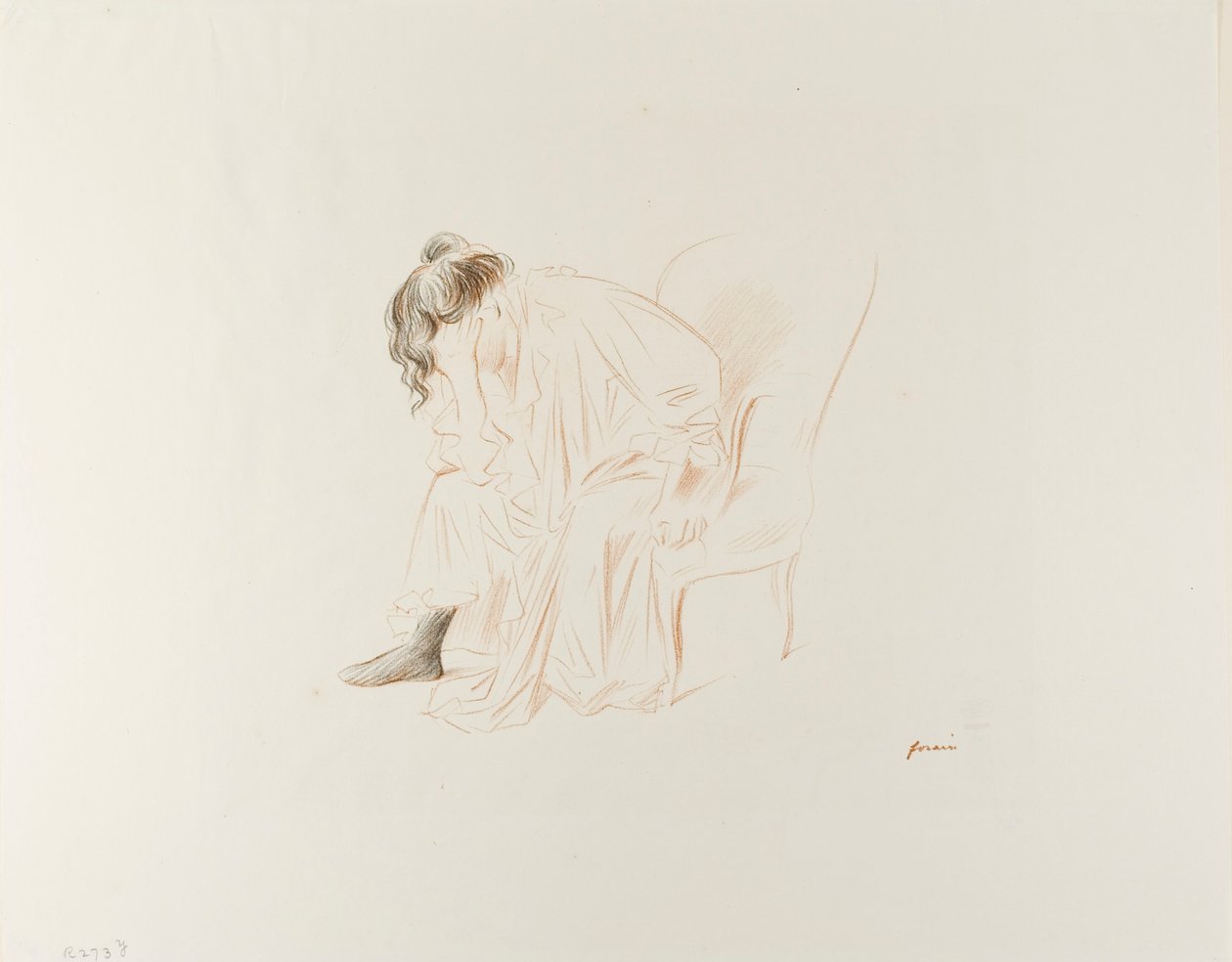 Zittende vrouw, hoofd in rechterhand door Jean Louis Forain