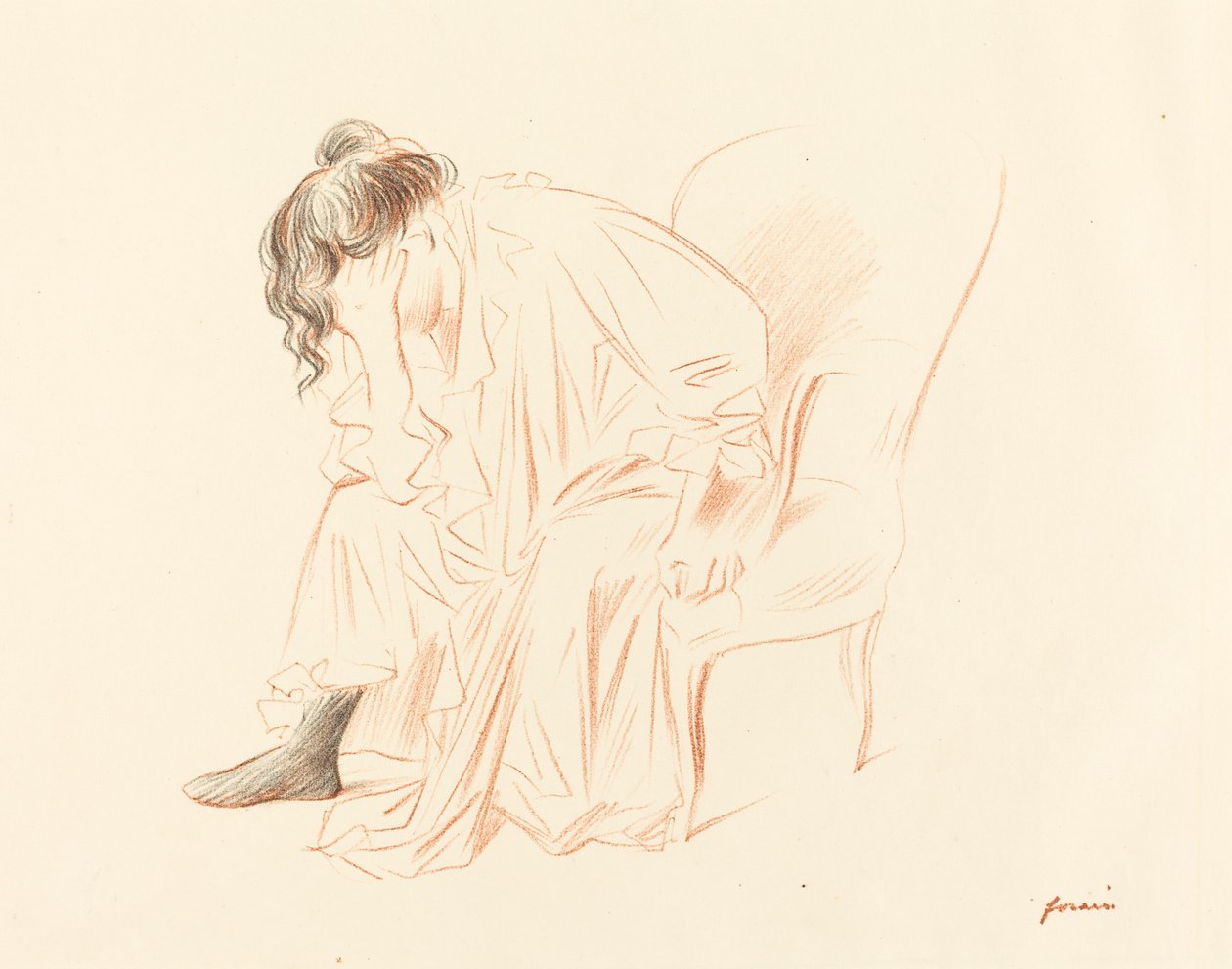 Zittende Vrouw met Haar Hoofd Rustend op Haar Rechterhand door Jean Louis Forain