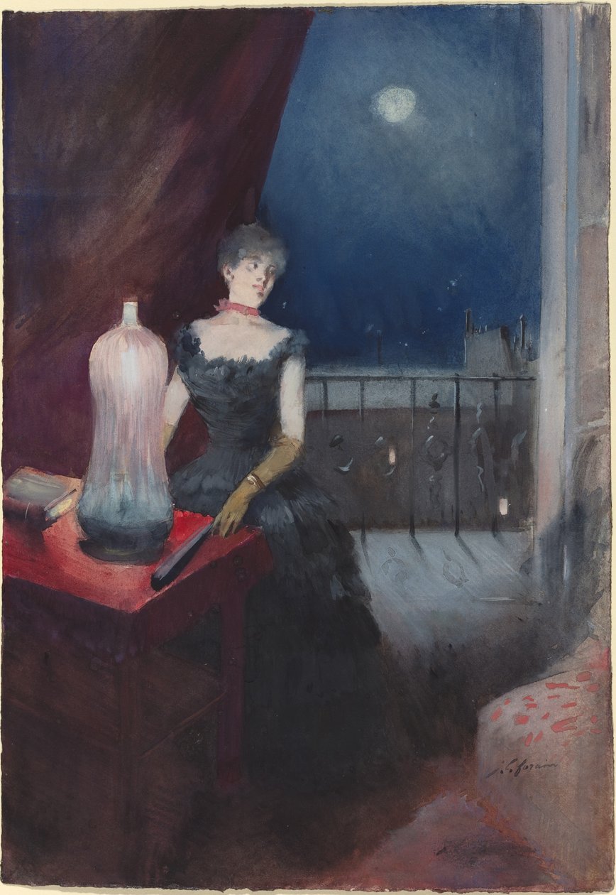 Staande Vrouw met een Waaier, waarschijnlijk 1880-1890 door Jean Louis Forain