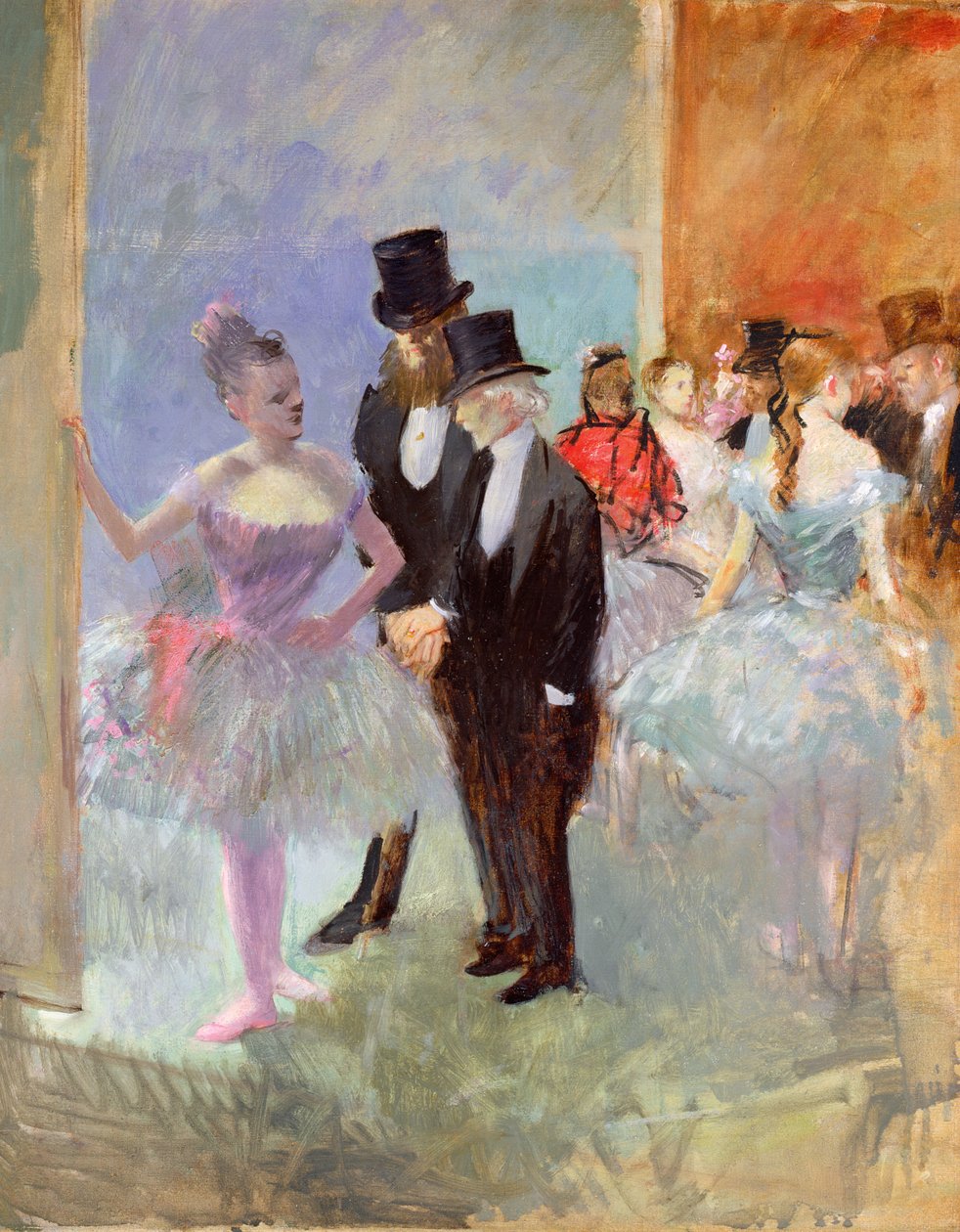 De Vleugels van de Opera (in de Foyer) c.1887 door Jean Louis Forain