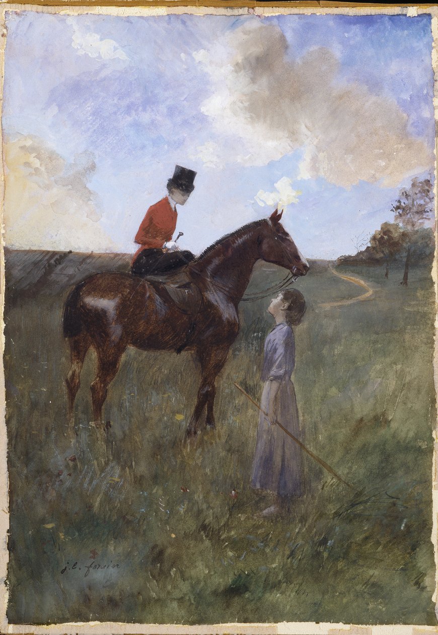 Vrouw te paard en herderin door Jean Louis Forain