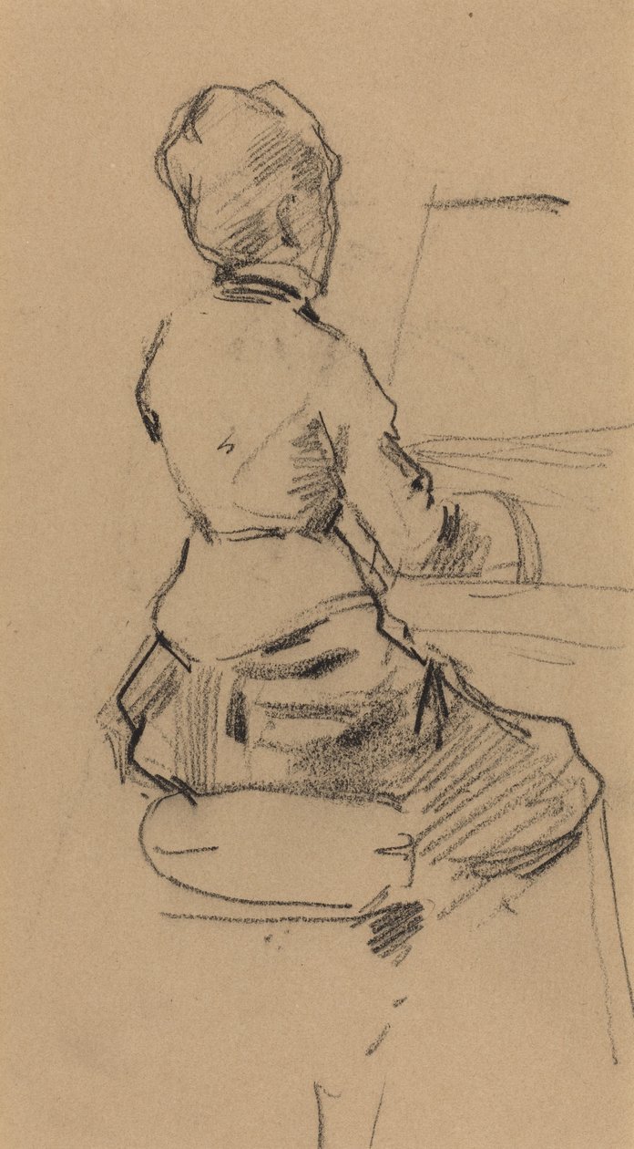 Jonge Vrouw Zittend aan een Piano [verso] door Jean Louis Forain