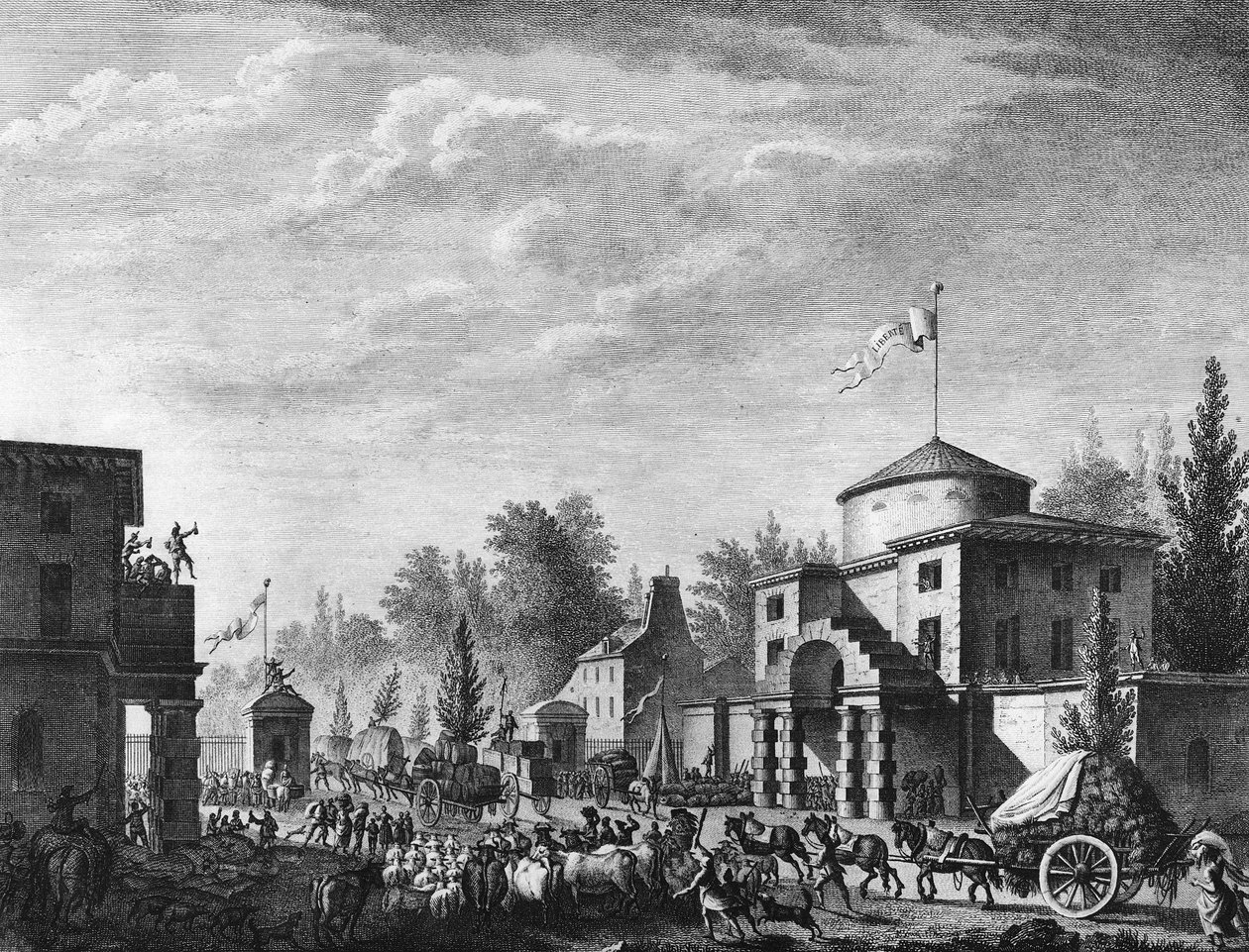 Franse Revolutie: Vrije toegang tot de barrière van Parijs op 1 mei door Jean Louis II (after) Prieur