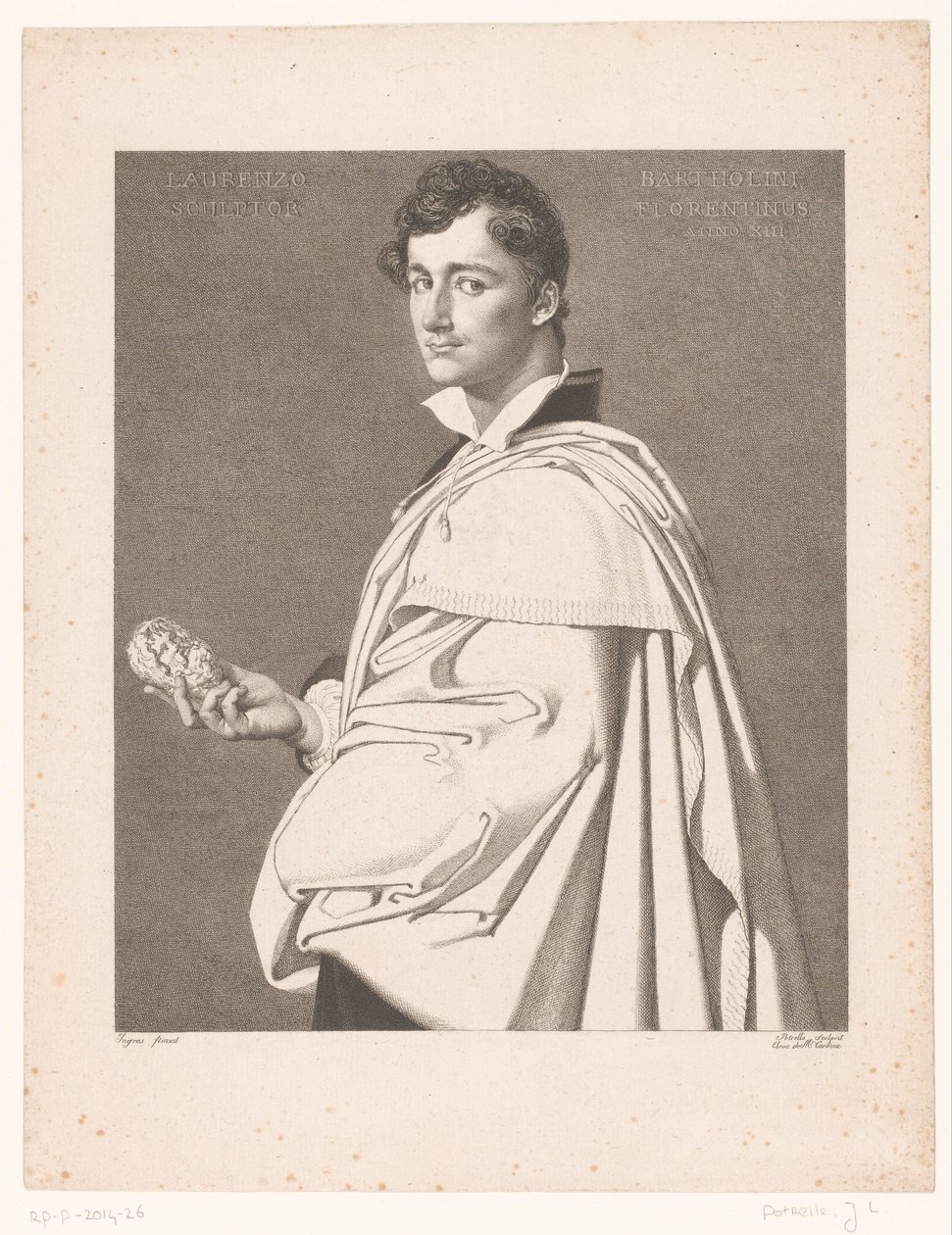 Portret van de beeldhouwer Lorenzo Bartolini door Jean Louis Potrelle