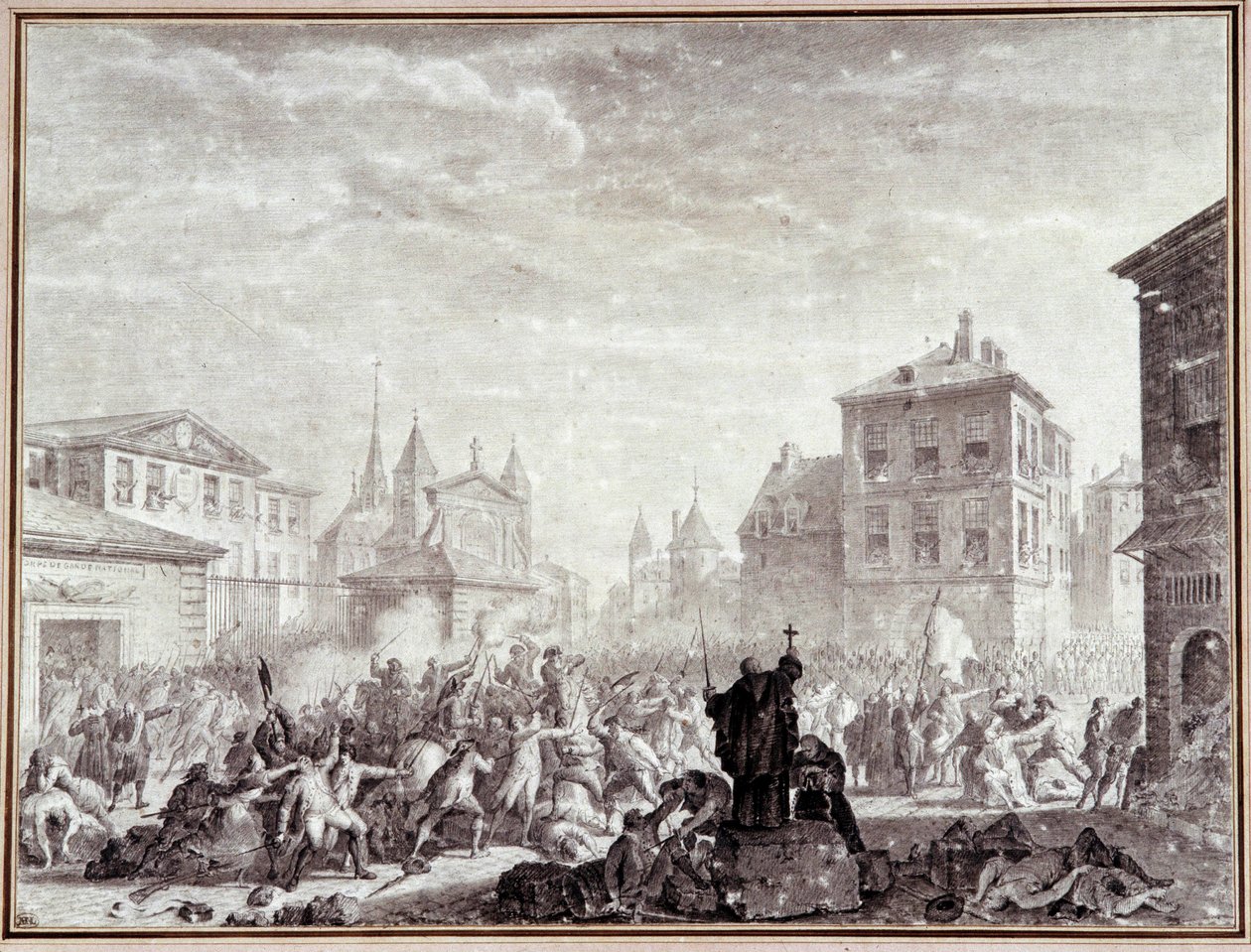 Franse Revolutie: Massacre des patriotes à Montauban. door Jean Louis the Younger Prieur