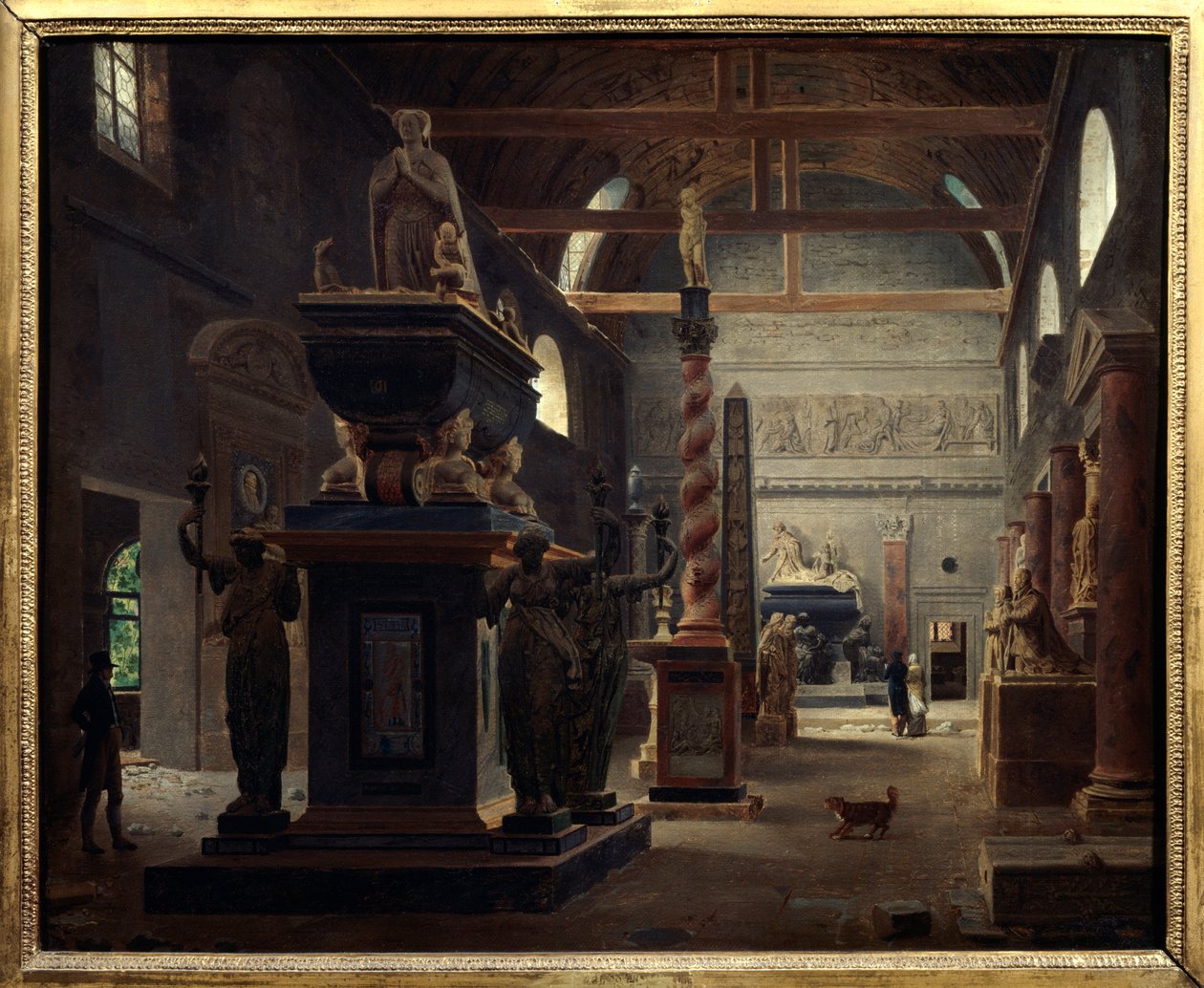 De introductiehal van het Musée des Monuments Français in het klooster van de Petites Augustins, rue Bonaparte in Parijs door Jean Lubin Vauzelle