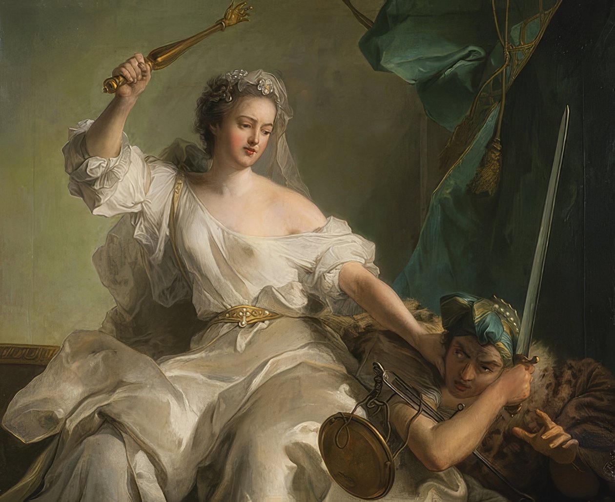 Allegorie van de Rechtvaardigheid in gevecht met de Onrechtvaardigheid door Jean Marc Nattier