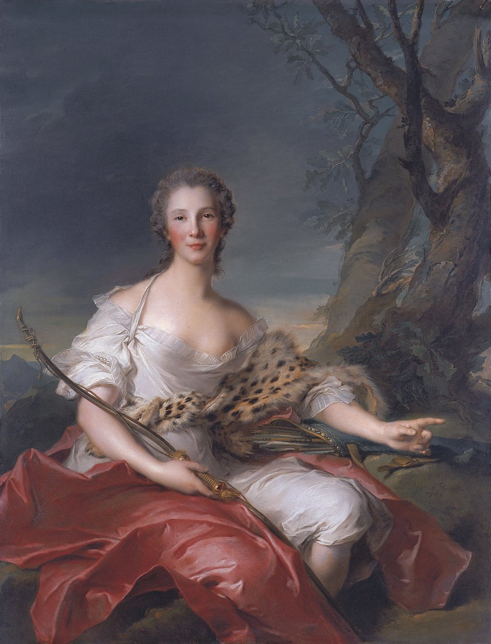 Portret van Madame Bouret als Diana door Jean Marc Nattier