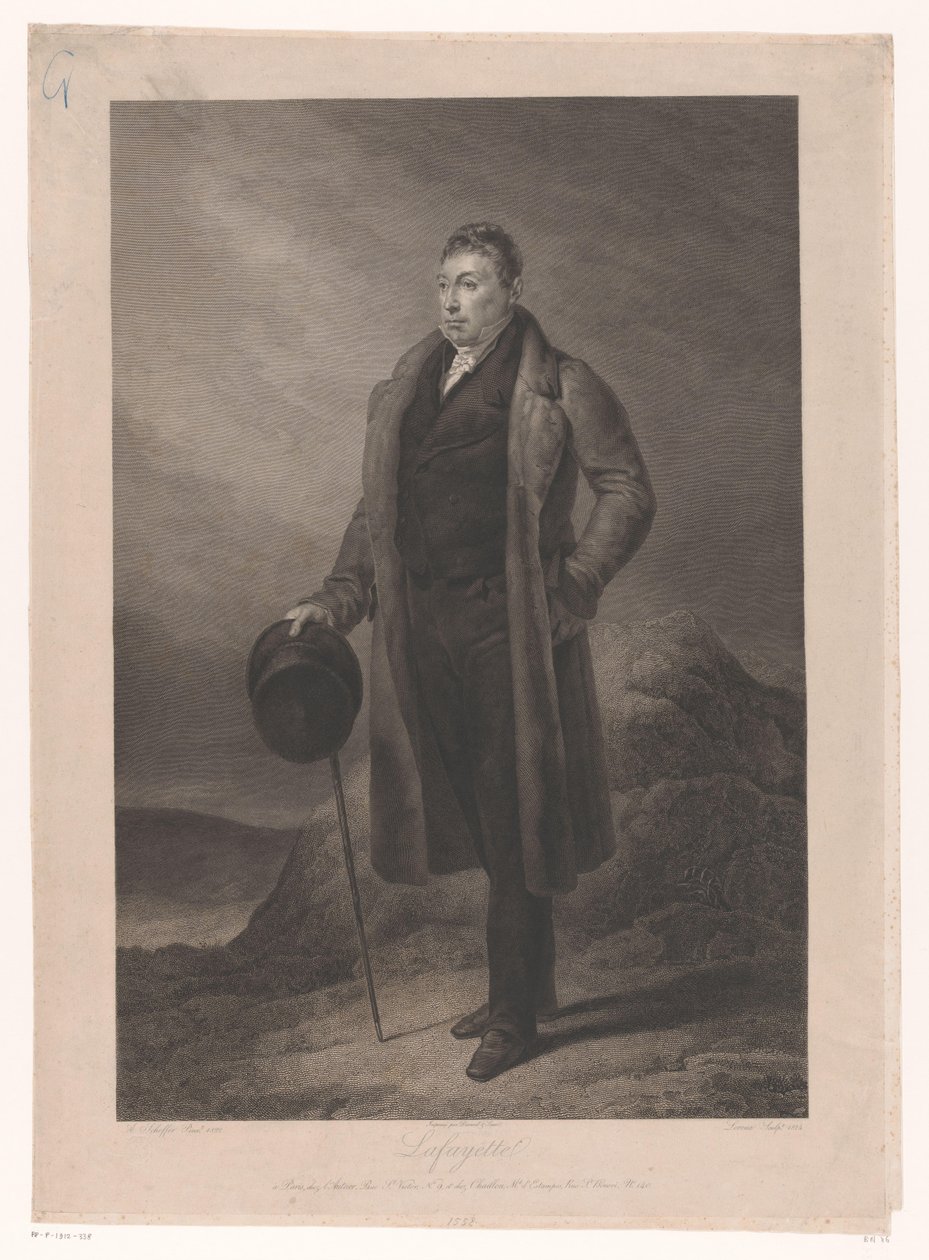 Portret van Gilbert du Motier, markies de la Fayette door Jean Marie Leroux