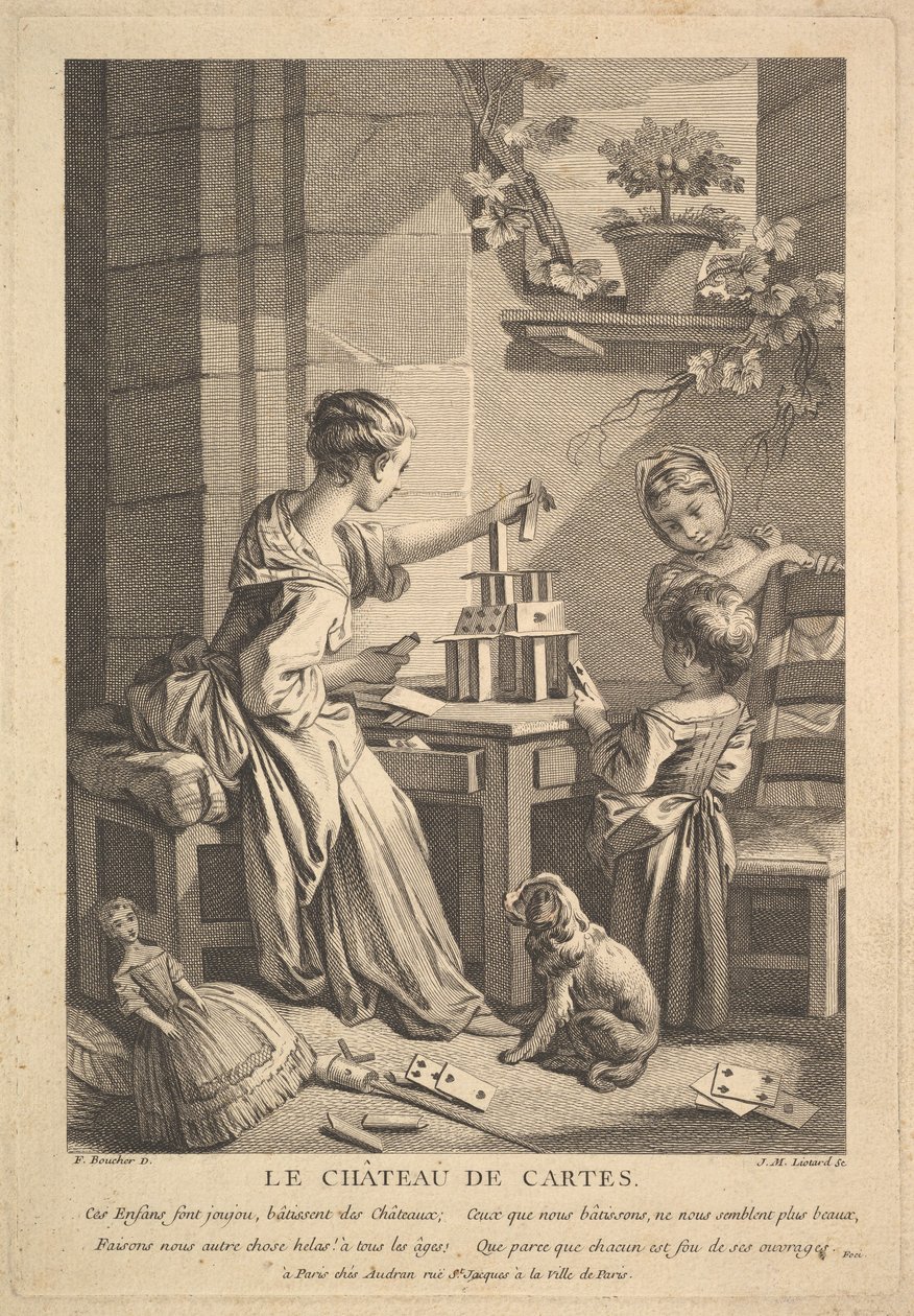 Kaartenhuis door Jean Michel Liotard