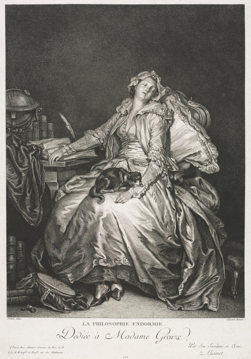 Madame Greuze slaapt, 1776 door Jean Michel the Younger Moreau