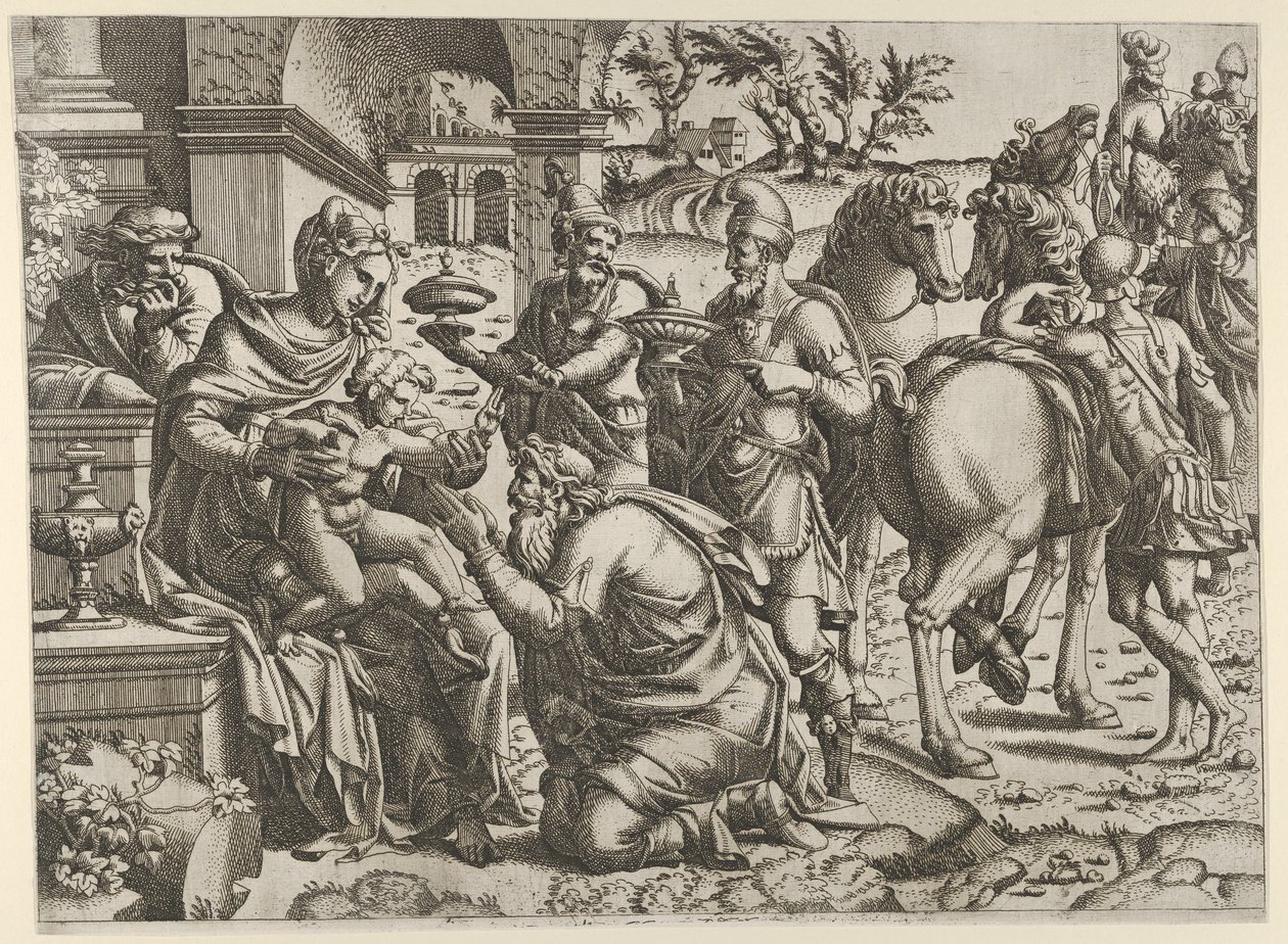 Aanbidding der wijzen door Jean Mignon