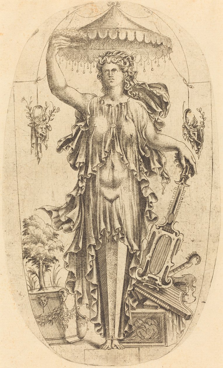 Vrouw met Muziekinstrument door Jean Mignon
