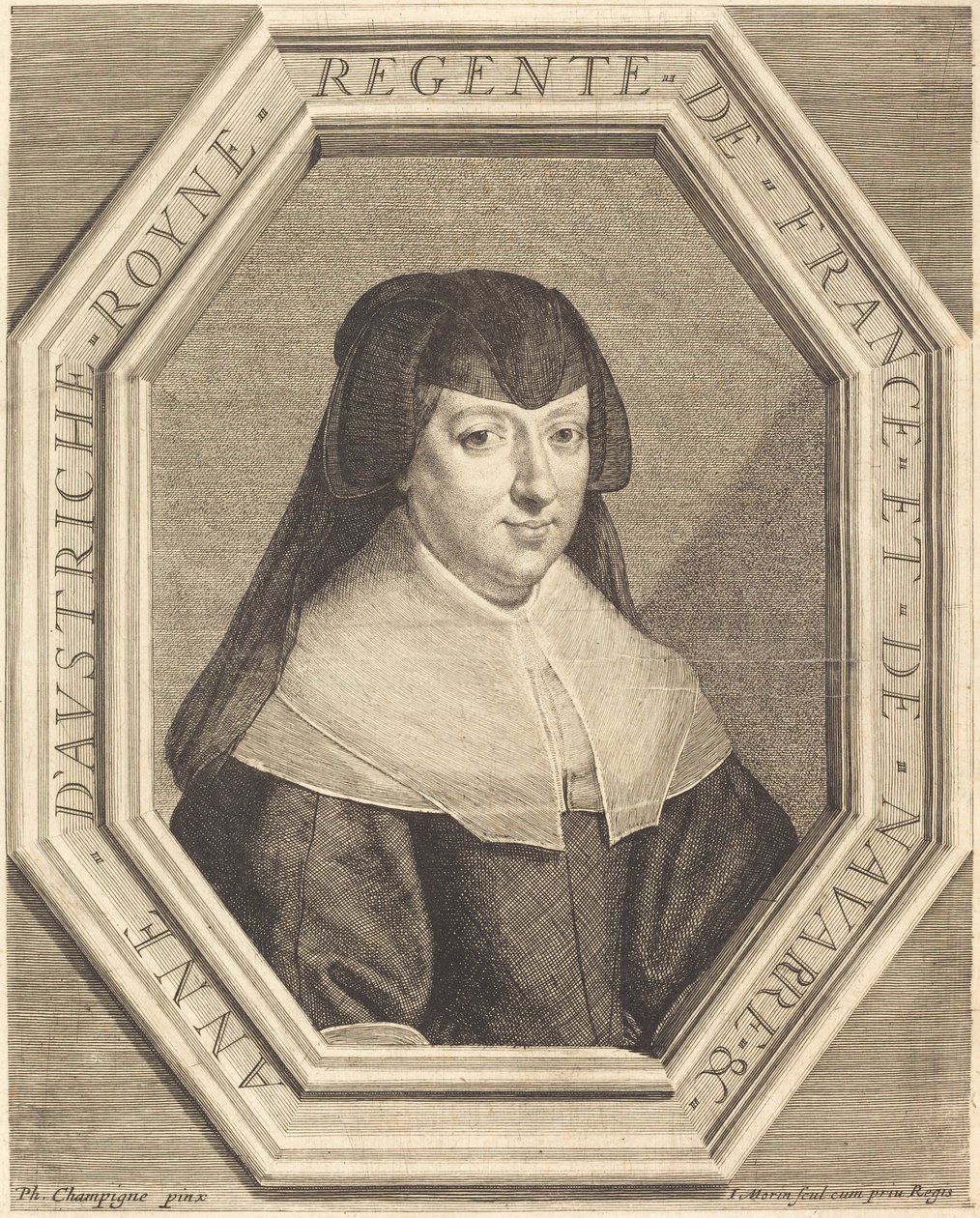 Anna van Oostenrijk door Jean Morin after Philippe de Champaigne