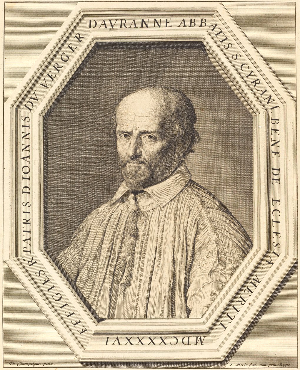 Jean Verger de Hauranne door Jean Morin after Philippe de Champaigne