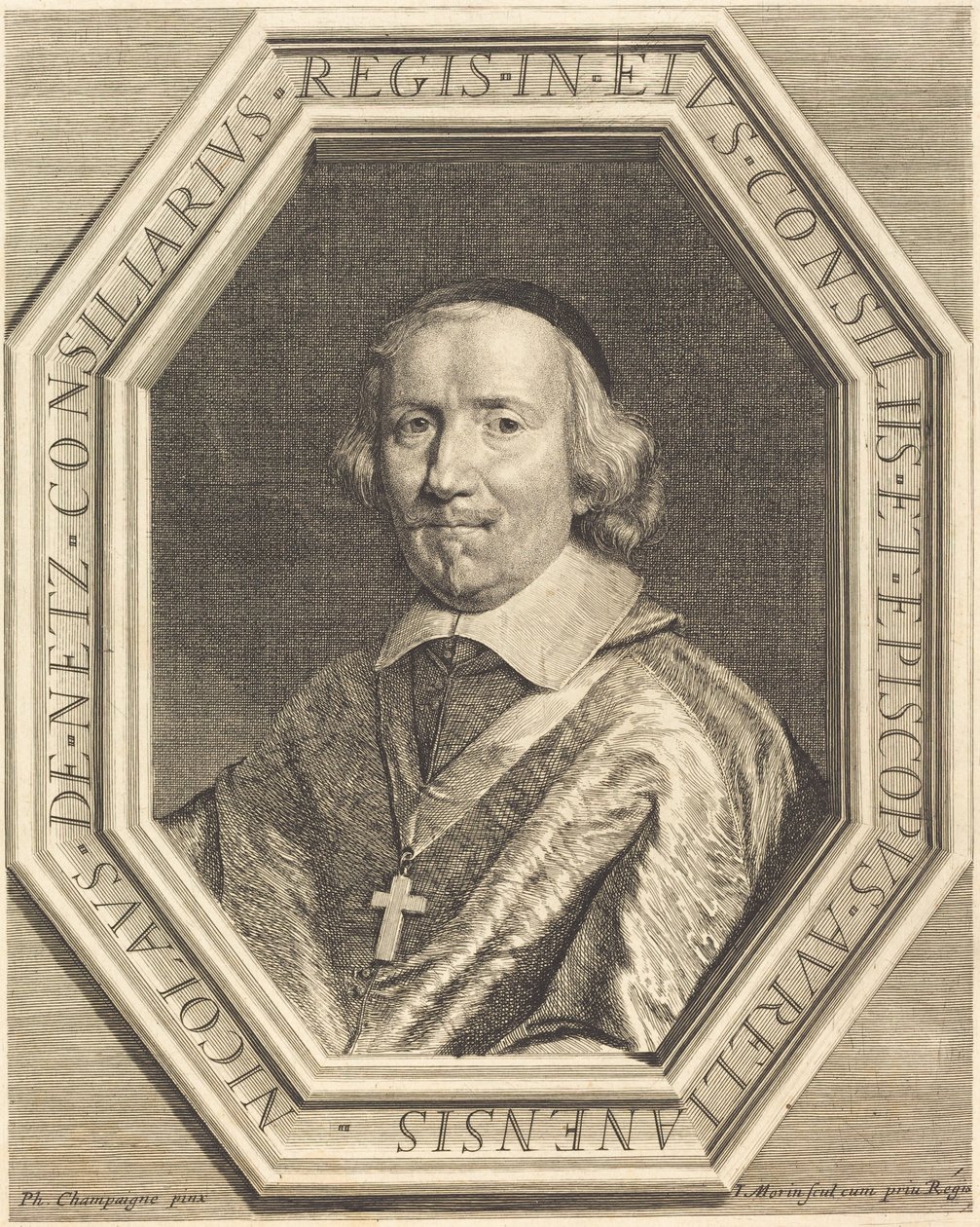 Nicolas de Netz door Jean Morin after Philippe de Champaigne