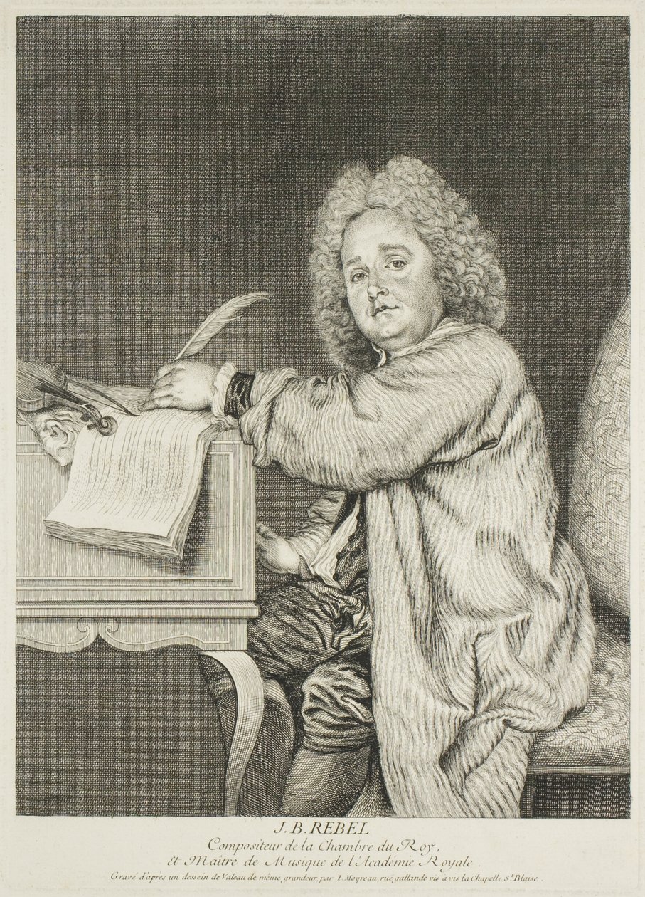 Portret van Jean-Féry Rebel, componist van de koning door Jean Moyreau