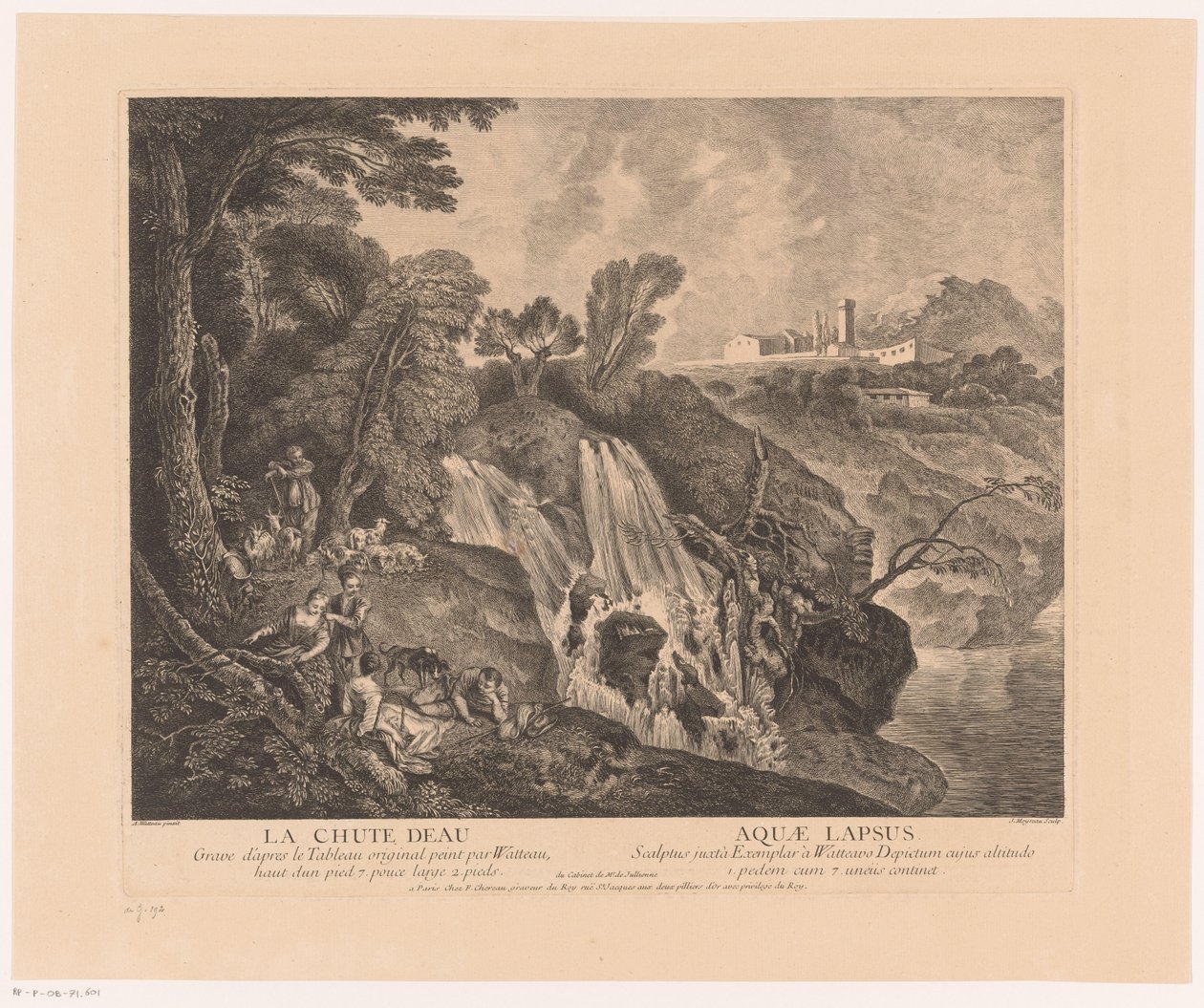 Rustende figuren bij een waterval door Jean Moyreau