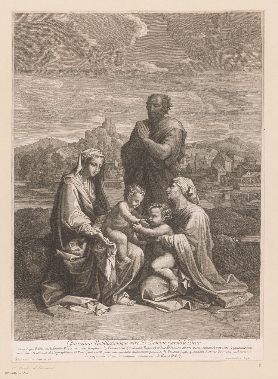 Heilige Familie met Elisabet en Johannes door Jean Pesne