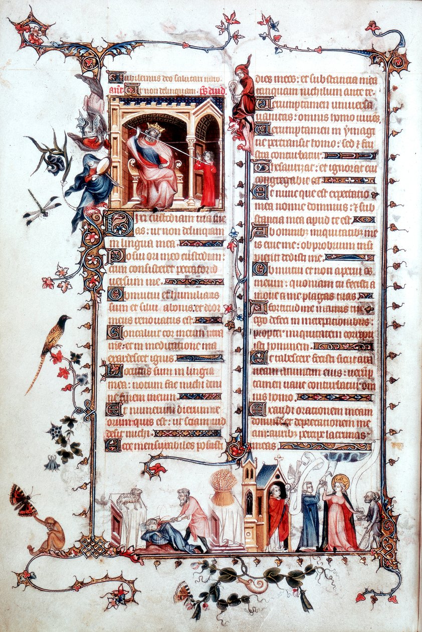 Pagina uit het Belleville Brevier 1323-1326 door Jean Pucelle