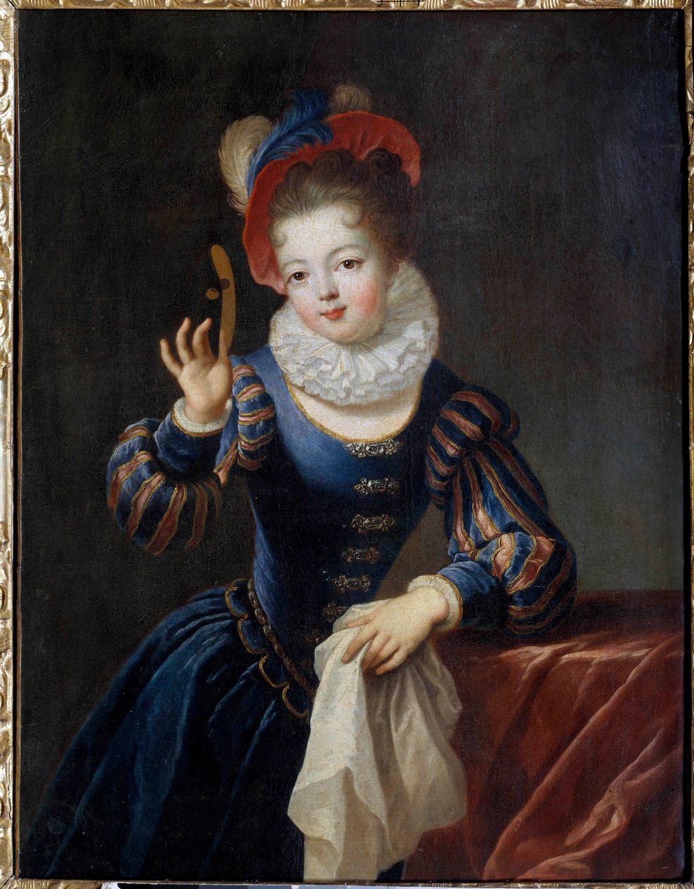 Jong meisje met masker door Jean Raoux