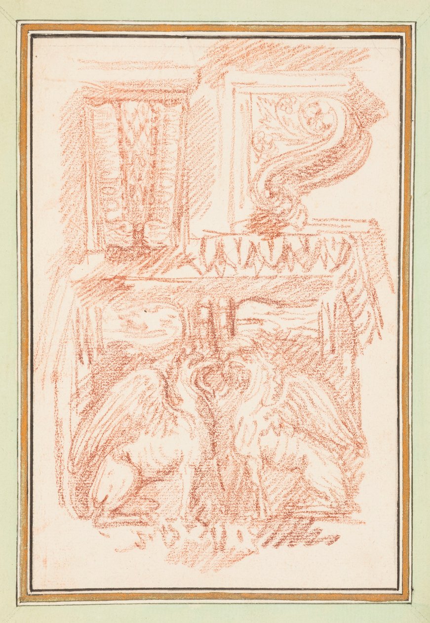 Gebonden tekening, Beugels en een kolomkapiteel met adelaars, in Dessins d
