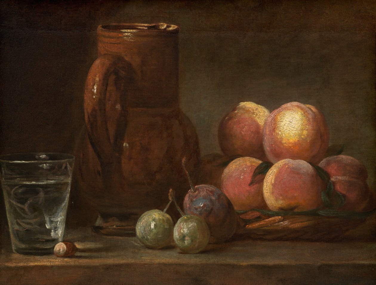 Fruit, Kan en een Glas, ca. 1726-1728 door Jean Baptiste Simeon Chardin