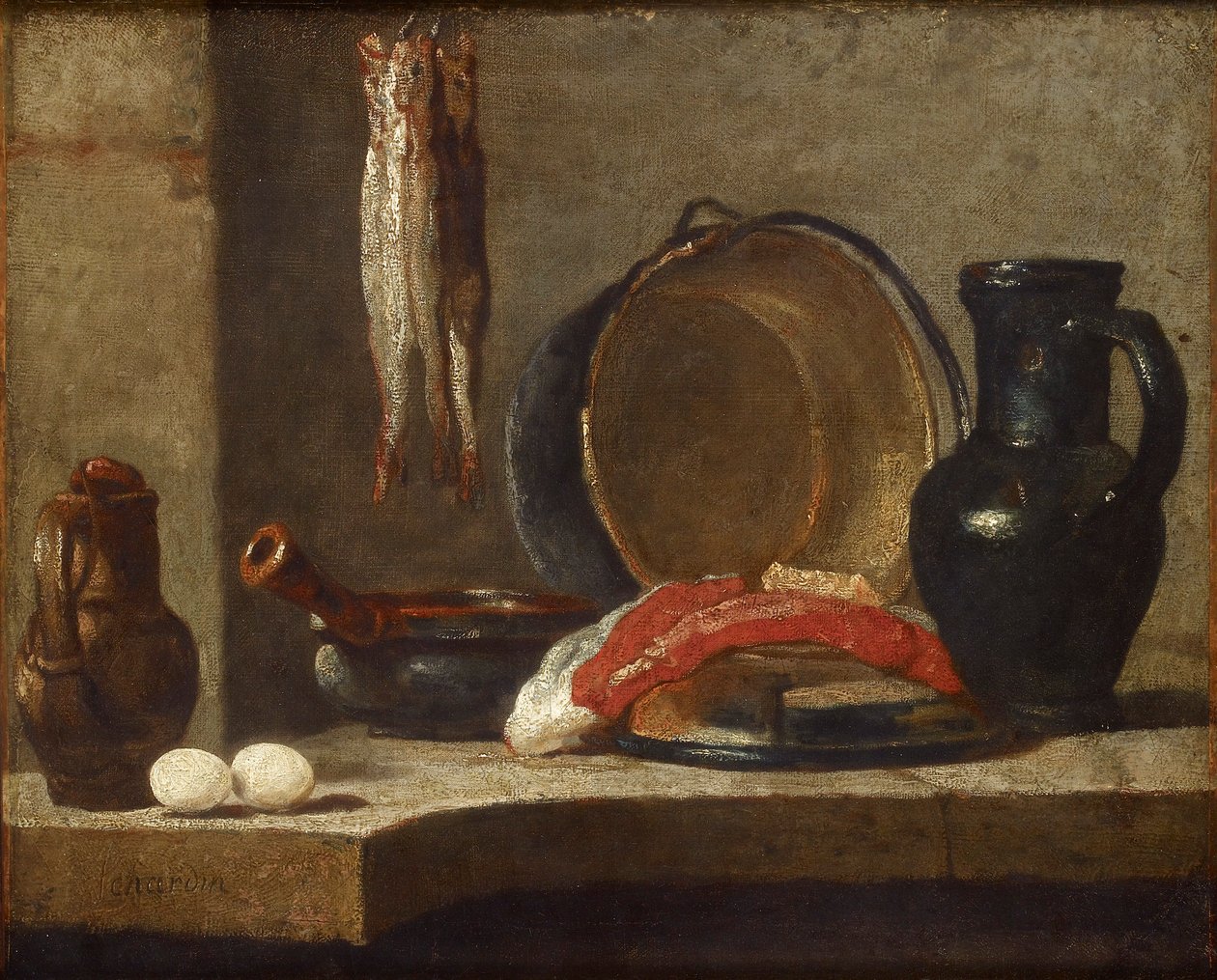 Stilleven van keukengerei, ca. 1733-1734 door Jean Baptiste Simeon Chardin