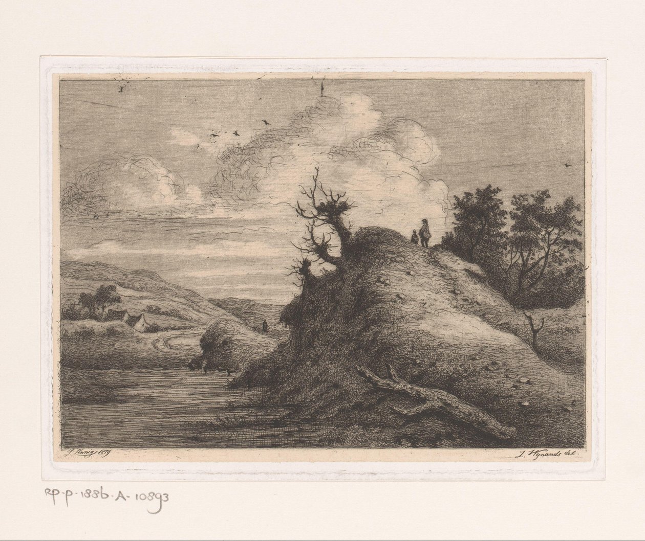 Wandelaars in een duinlandschap door Jean Théodore Joseph Linnig